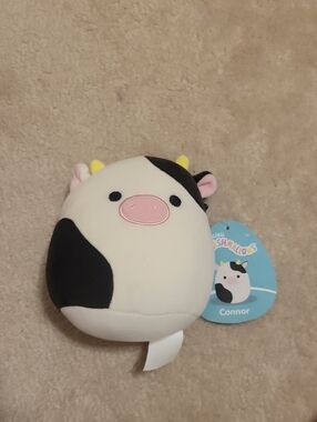 Squishmallows Connor Cow Plush - White, Black, Pink, Yellow